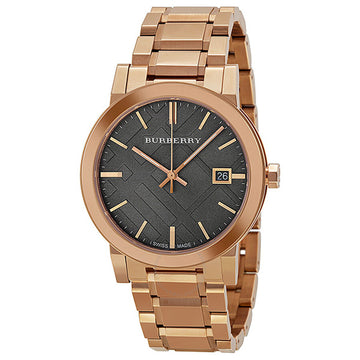 BURBERRY Brown Check Pattern Dial Rose Gold-plated Ladies Watch BU9005